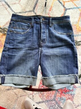 Liverpool Blue Denim Rolled-Cuff Shorts